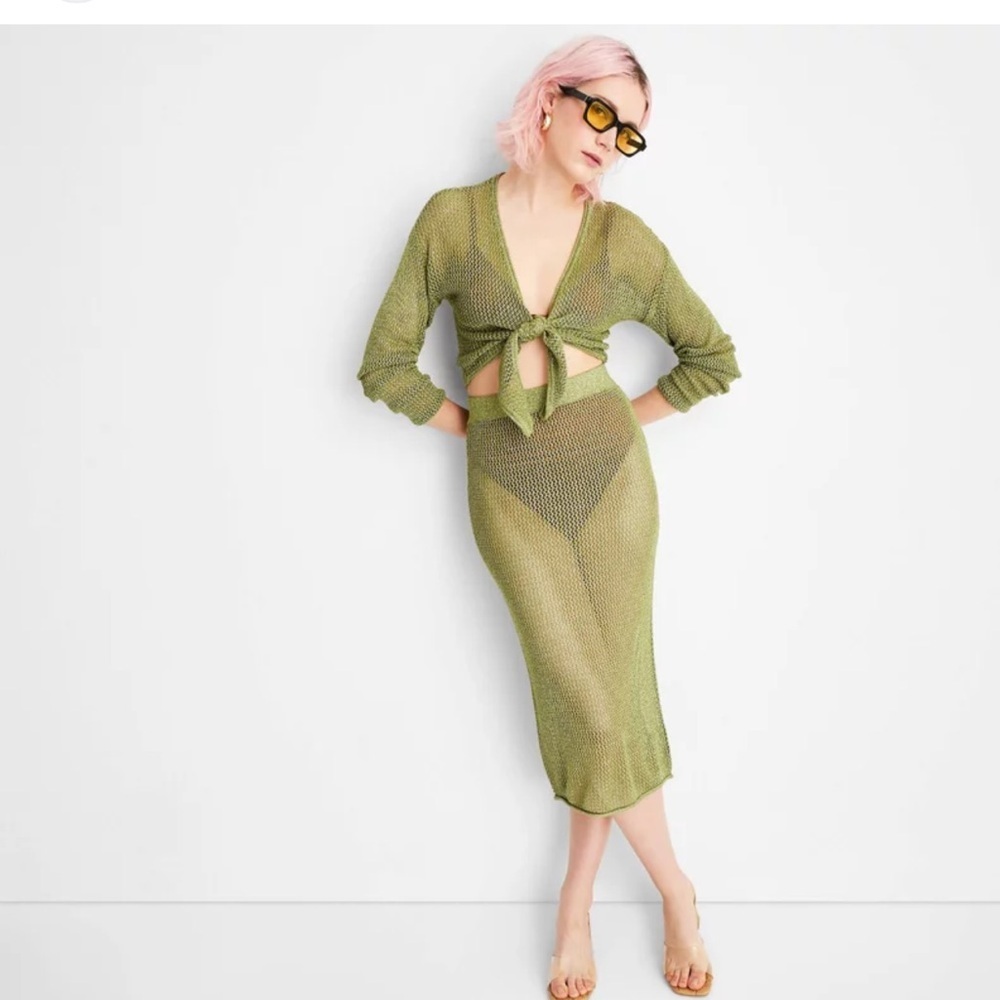 Target Future Collective with Alani Noelle Knit Green Swim Coverup Set🍋‍🟩